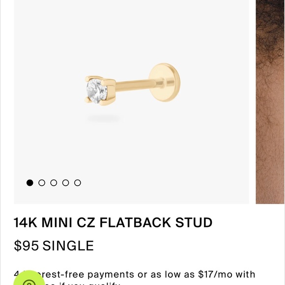 14K Gold Mini CZ Flatback Stud (Pair 2 earrings)